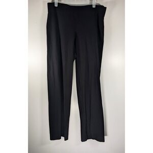 Eileen Fisher Womens Medium Black Stretch Crepe Straight Leg Pull On Pants